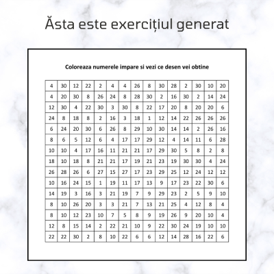 Excel Generator de Jocuri - Colorare Numere Pare/Impare