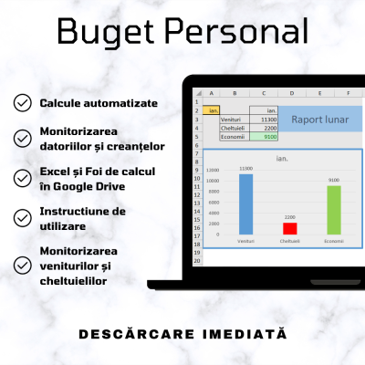 Buget personal automatizat în Excel [fișiere .XLSX + .PDF]