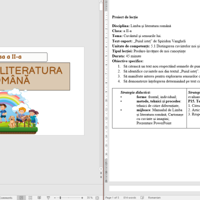 L.Lit.Română. Clasa a II-a. Tehnici de lectură. Puiul isteț de Spiridon Vangheli [fișiere .PPTX + .DOCX]