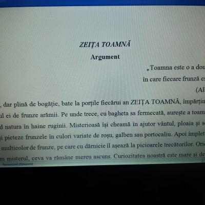 ACTIVITATE EXTRACURRICULARĂ „ZEIȚA TOAMNĂ” Învățământ preșcolar, primar și gimnazial [fișier .DOCX]