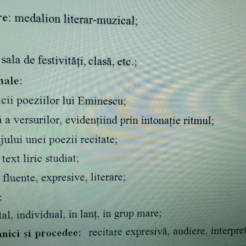 ACTIVITATE EXTRACURRICULARĂ „GÂND PENTRU EMINESCU” Învățământ preșcolar, primar, gimnazial și liceal [fișier .DOCX]