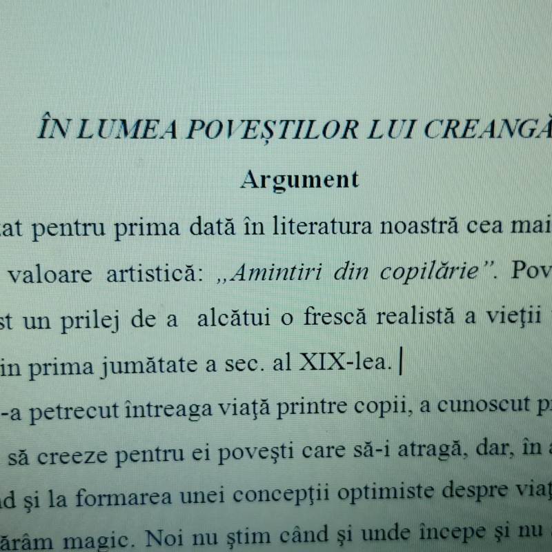 ACTIVITATE EXTRACURRICULARĂ - ȘEZĂTOARE LITERARĂ „ÎN LUMEA POVEȘTILOR LUI ION CREANGĂ ” Învățământ preșcolar, primar, gimnazial și liceal [fișier .D