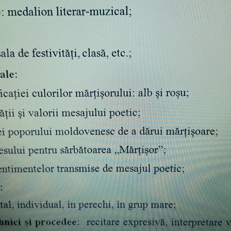 ACTIVITATE EXTRACURRICULARĂ  „MĂRȚIȘOR- FLOARE DE DOR!” [fișier .DOCX]