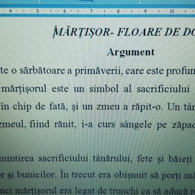 ACTIVITATE EXTRACURRICULARĂ  „MĂRȚIȘOR- FLOARE DE DOR!” [fișier .DOCX]