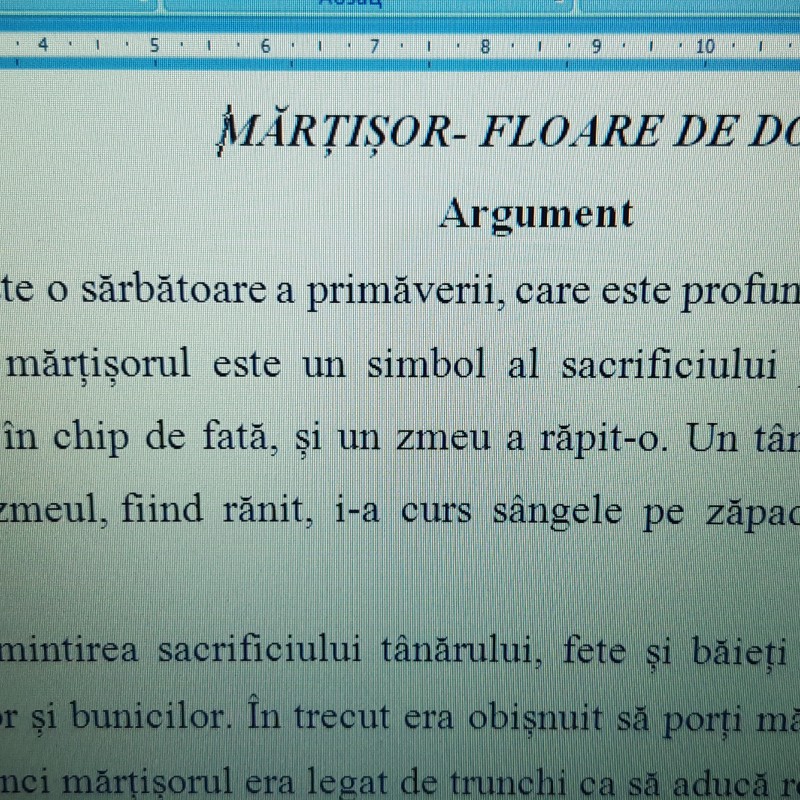 ACTIVITATE EXTRACURRICULARĂ  „MĂRȚIȘOR- FLOARE DE DOR!” [fișier .DOCX]
