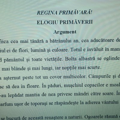 ACTIVITATE EXTRACURRICULARĂ  „REGINA PRIMĂVARĂ!” [fișier .DOCX]