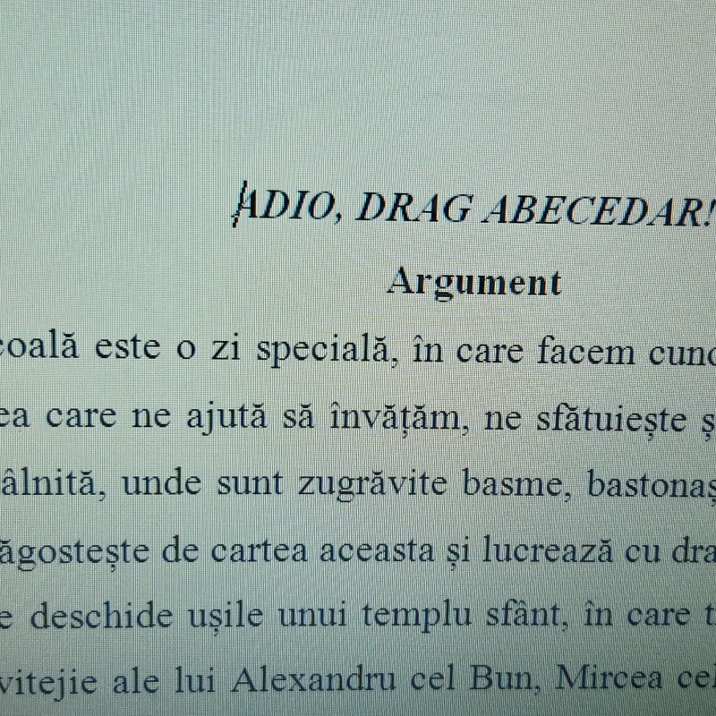 ACTIVITATE EXTRACURRICULARĂ „ADIO, DRAG ABECEDAR!” [fișier .DOCX]