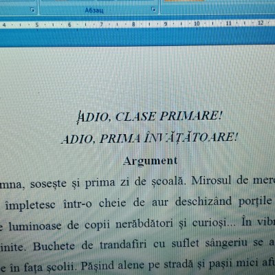 ACTIVITATE EXTRACURRICULARĂ „ADIO, CLASE PRIMARE! ADIO, PRIMA ÎNVĂȚĂTOARE!” [fișier .DOCX]