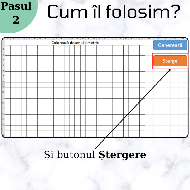 Excel Generator de Jocuri - Colorare desen simetric