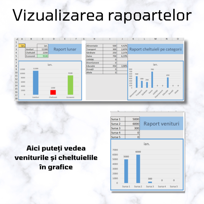 Buget personal automatizat în Excel [fișiere .XLSX + .PDF]