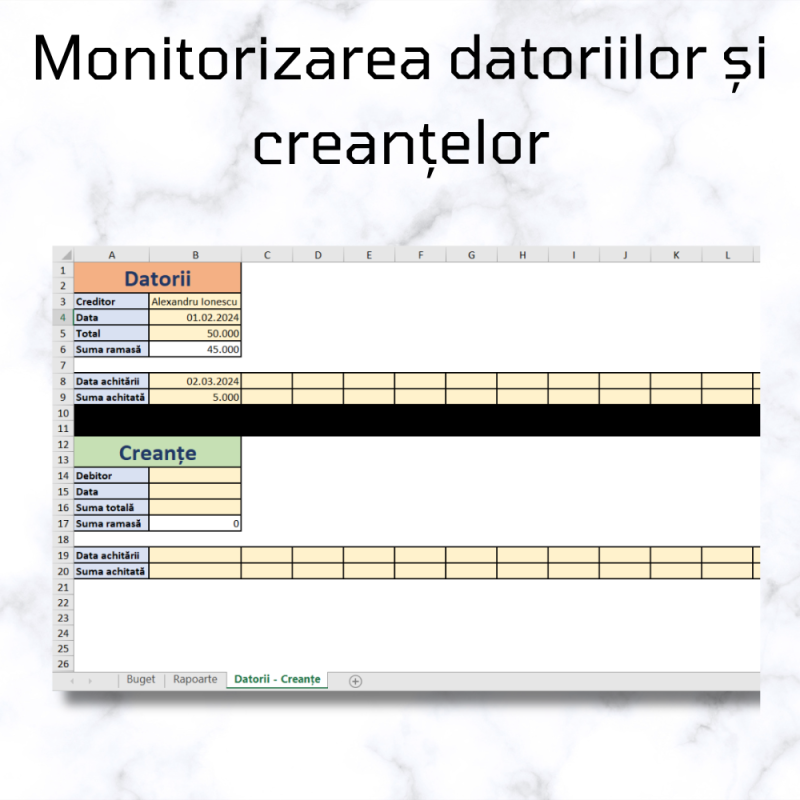 Buget personal automatizat în Excel [fișiere .XLSX + .PDF]