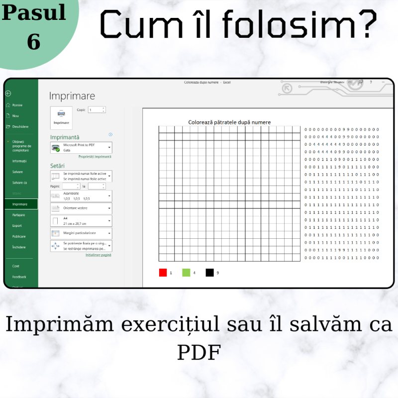 Excel Generator de Jocuri - Colorează după Număr