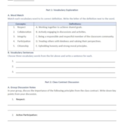 Class Contract - Back to School Activity