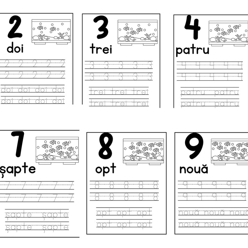 Caiet din 10 foi cu cifrele 1-10 de scris și colorat