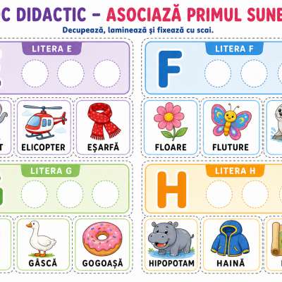 Joc didactic printabil – „Asociază primul sunet” [fișier .PDF]