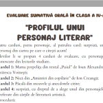 Evaluare sumativă orală în clasa a IV-a: "Profilul unui personaj literar"