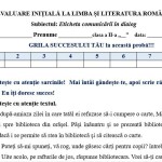 Evaluare inițială la limba și literatura română  în clasa 2