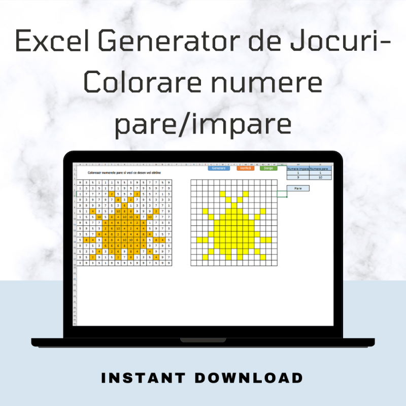 Excel Generator de Jocuri - Colorare Numere Pare/Impare