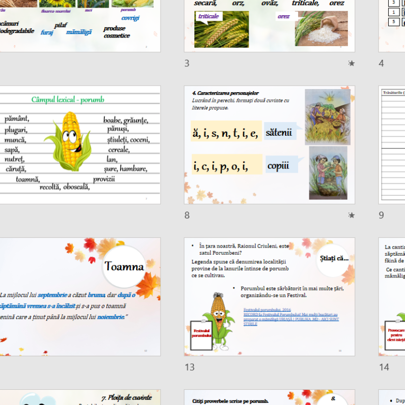 Clasa a 3-a: Textul: „Culesul porumbului”, de I. Agârbiceanu. Calităţile (însușirile, trăsăturile) personajului literar (lecția a 2-a)/PPT