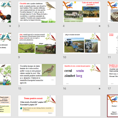 Clasa I - pentru textul „Ciocârlia”, de I. Agârbiceanu - partea 1 + 2 - Dimitriu Irina [fișier .PPTX]