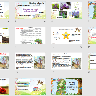 Clasa I - pentru textul „Primăvara”, de S. Vangheli - partea 1 - Dimitriu Irina [fișier .PPTX]