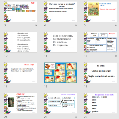 Clasa I - pentru poezia „O carte”, de C. Dragomir - partea 1 + 2 - Dimitriu I [fișier .PPTX]