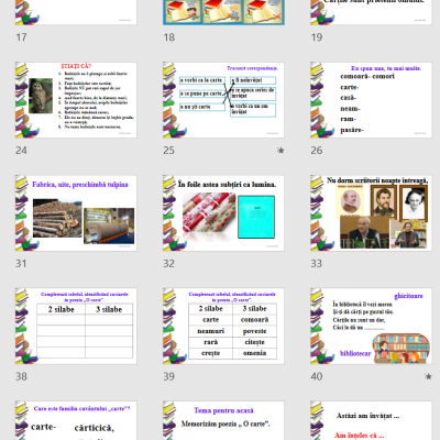 Clasa I - pentru poezia „O carte”, de C. Dragomir - partea 1 + 2 - Dimitriu I [fișier .PPTX]