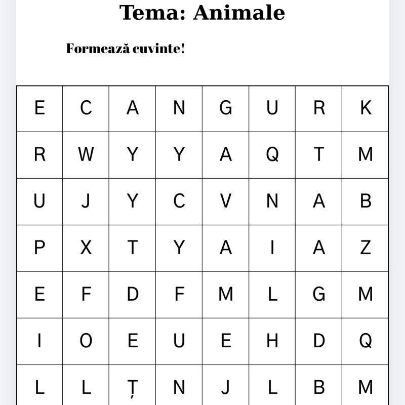 FIȘĂ DE LUCRU NR.1 - ANIMALE [fișier .PDF]