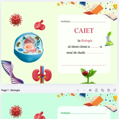 Copertă de caiet la Biologie (pentru fată și băiat)  [fișier .PDF]