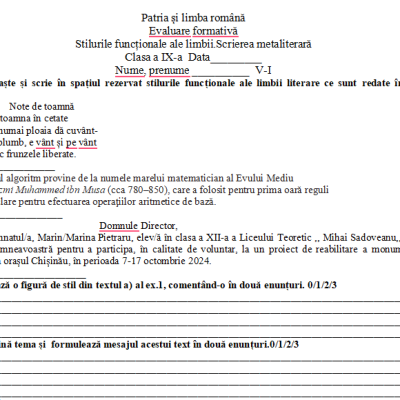 Scrierea funcționala.Scrierea metaliterară.EF [fișier .DOCX]