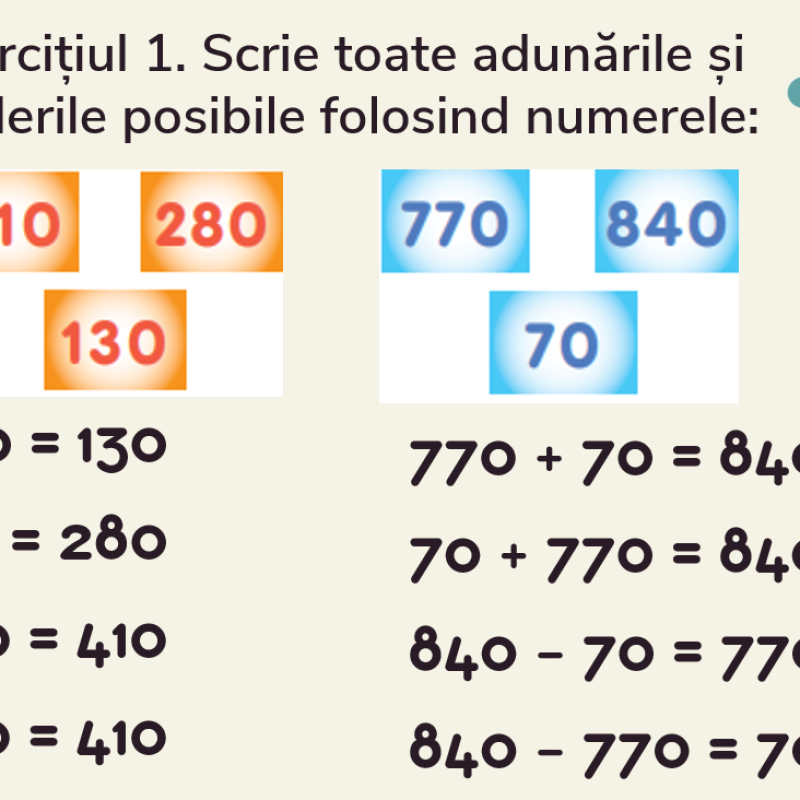Matematica. Clasa a III-a. Legătura dintre adunare și scădere [fișier .PPTX]