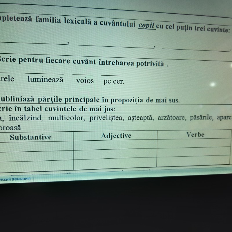 Evaluare inițială la limba și literatura română, modulul 1, la început de an școlar, clasa 4 [fișier .DOCX]