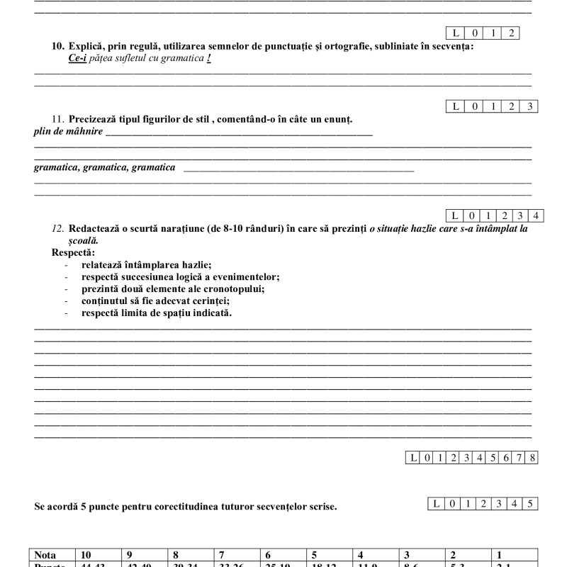 Evaluare inițială, clasa a VIII-a [fișier .DOCX]