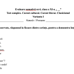 Evaluare sumativă nr.4, clasa a XI-a - Clasicismul [fișier .DOCX]