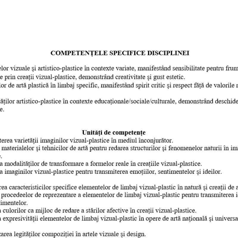 Planificare de lungă durată la arta plastică, clasa a V-a [fișier .DOCX]